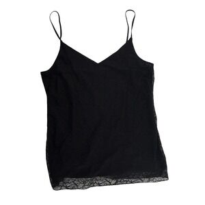 Banana Republic Women's L Camisole Tank Black Lace Lined Nylon Blend Romantic